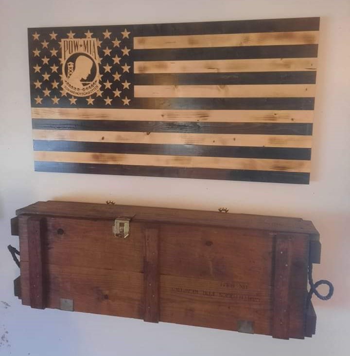 Picture of POW / MIA flag hanging on a wall